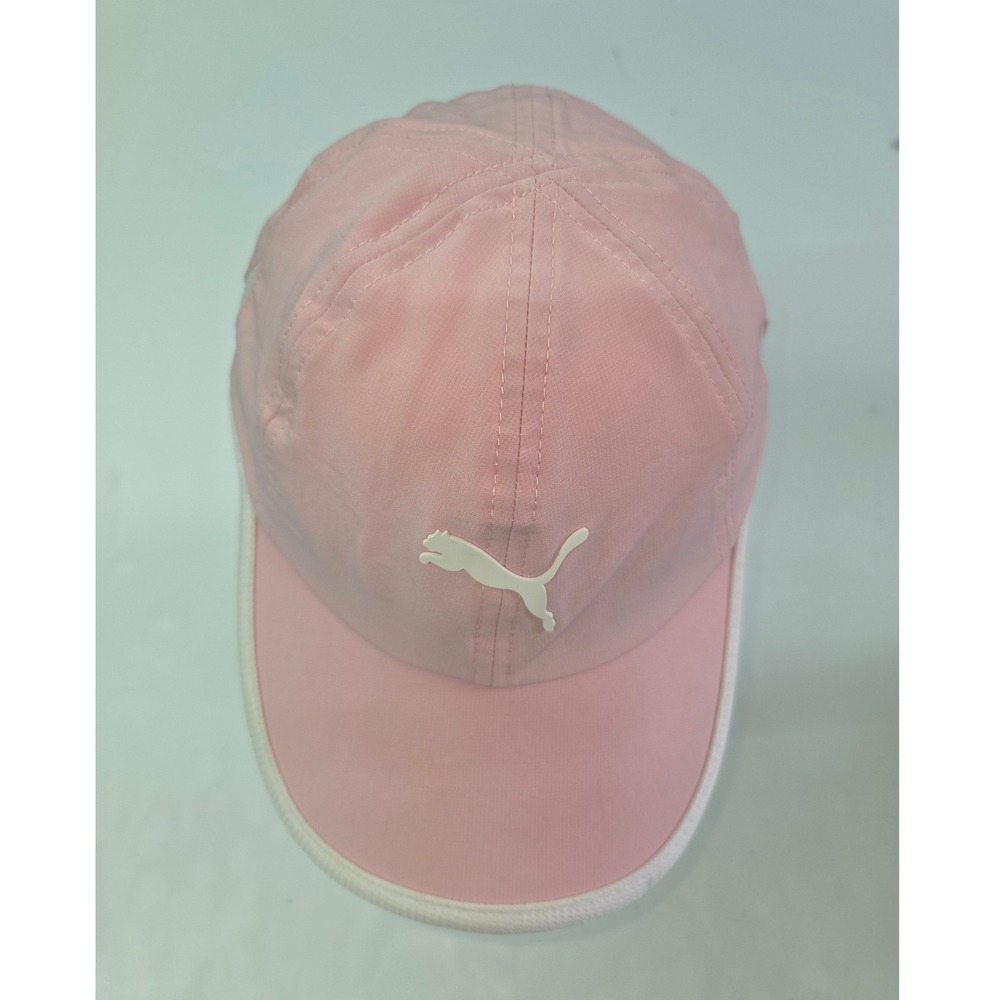 Puma Womens Running Cap Pink White Adjustable Athletic Performance Hat OSFA